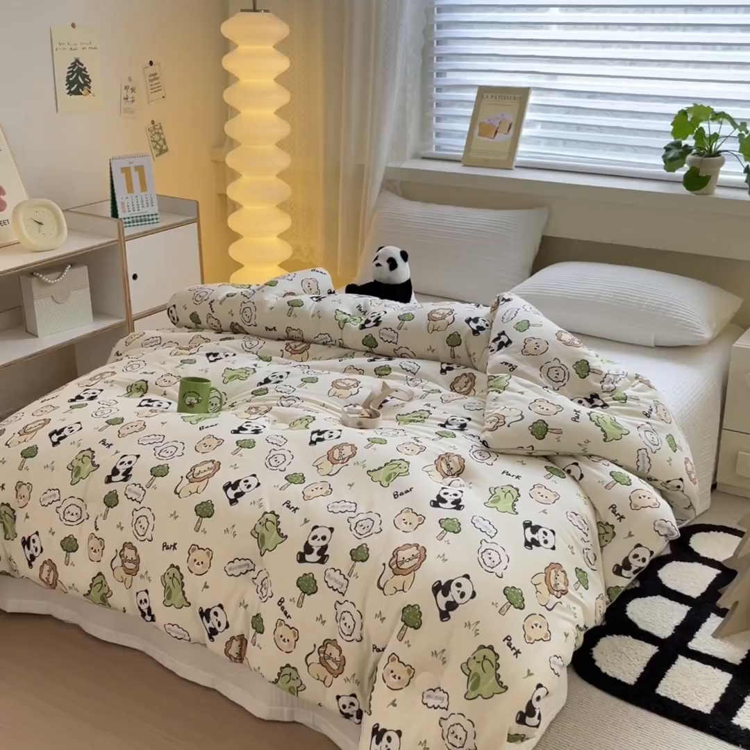 91家纺网 家纺一手货源 找家纺 暖生活 2025新款牛奶针织棉四季被冬被 大森林