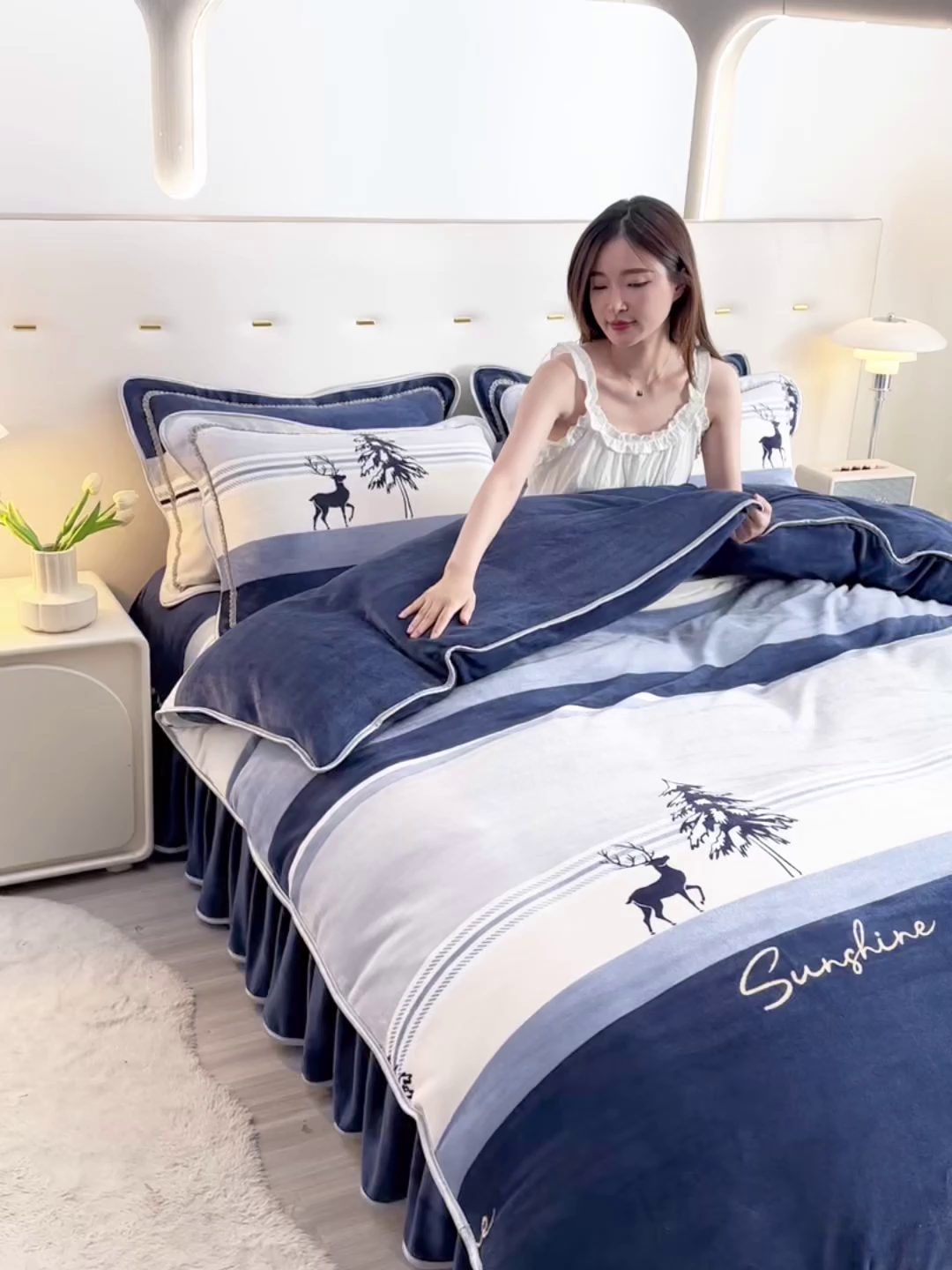 91家纺网 家纺一手货源 找家纺 晚静 2025新牛奶绒印花单被套法莱绒金貂被套单件180克全尺寸被套 小鹿