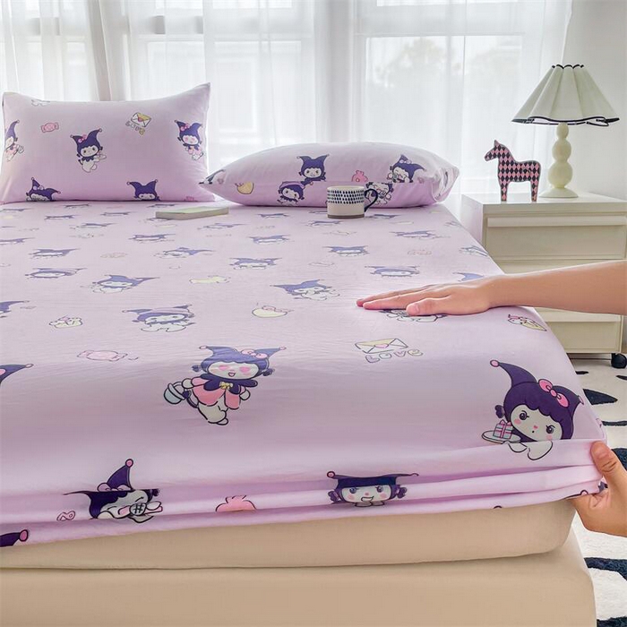 91家纺网 家纺一手货源 找家纺 鼎丰家纺 2025新款90克超柔软糯印花单床笠系列 甜心库洛米