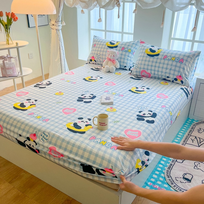 91家纺网 家纺一手货源 找家纺 鼎丰家纺 2025新款90克超柔软糯印花单床笠系列 自由熊猫