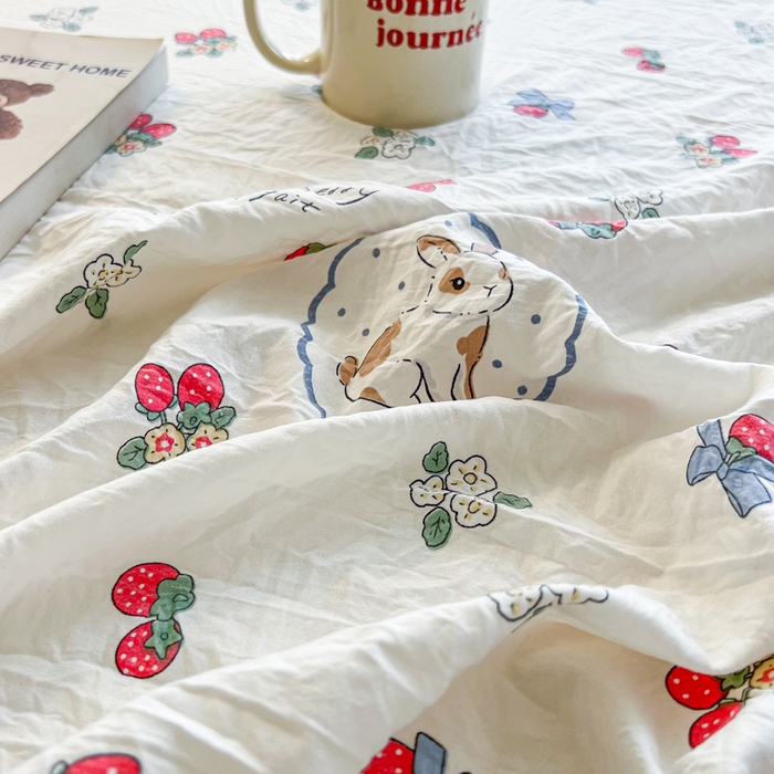 91家纺网 家纺一手货源 找家纺 鼎丰家纺 2025新款90克超柔软糯印花单床笠系列 圆圆兔