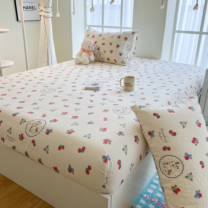 91家纺网 家纺一手货源 找家纺 鼎丰家纺 2025新款90克超柔软糯印花单床笠系列 圆圆兔