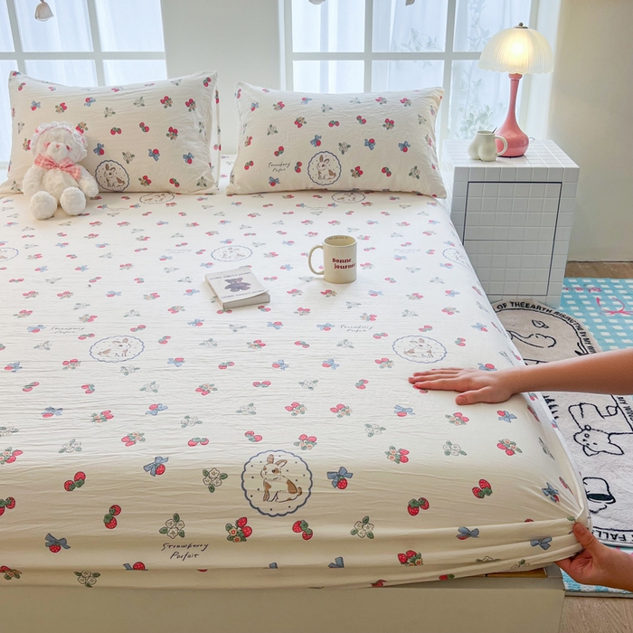 91家纺网 家纺一手货源 找家纺 鼎丰家纺 2025新款90克超柔软糯印花单床笠系列 圆圆兔