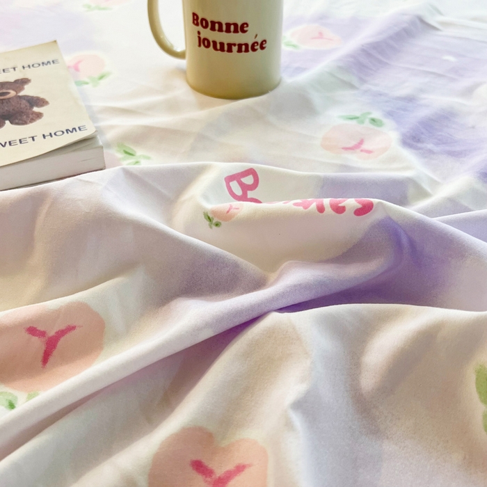 91家纺网 家纺一手货源 找家纺 鼎丰家纺 2025新款90克超柔软糯印花单床笠系列 几多烂漫-紫