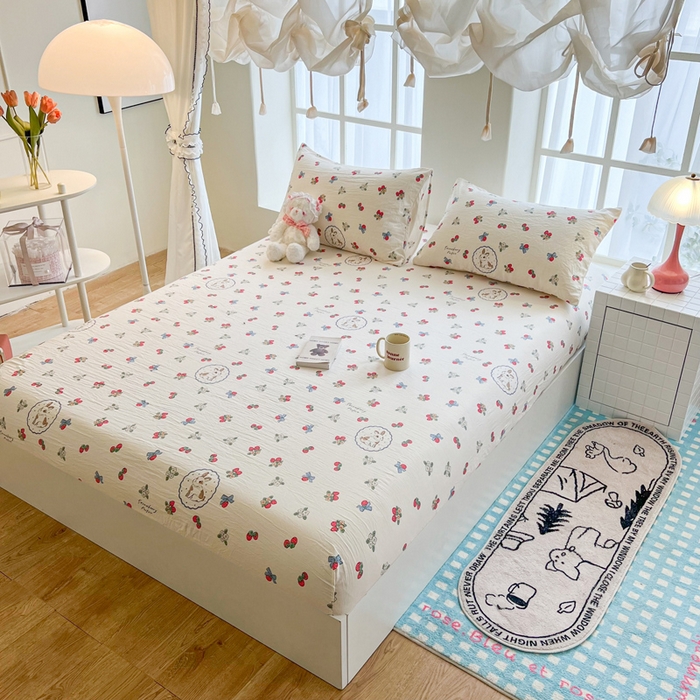 91家纺网 家纺一手货源 找家纺 鼎丰家纺 2025新款90克超柔软糯印花单床笠系列 圆圆兔