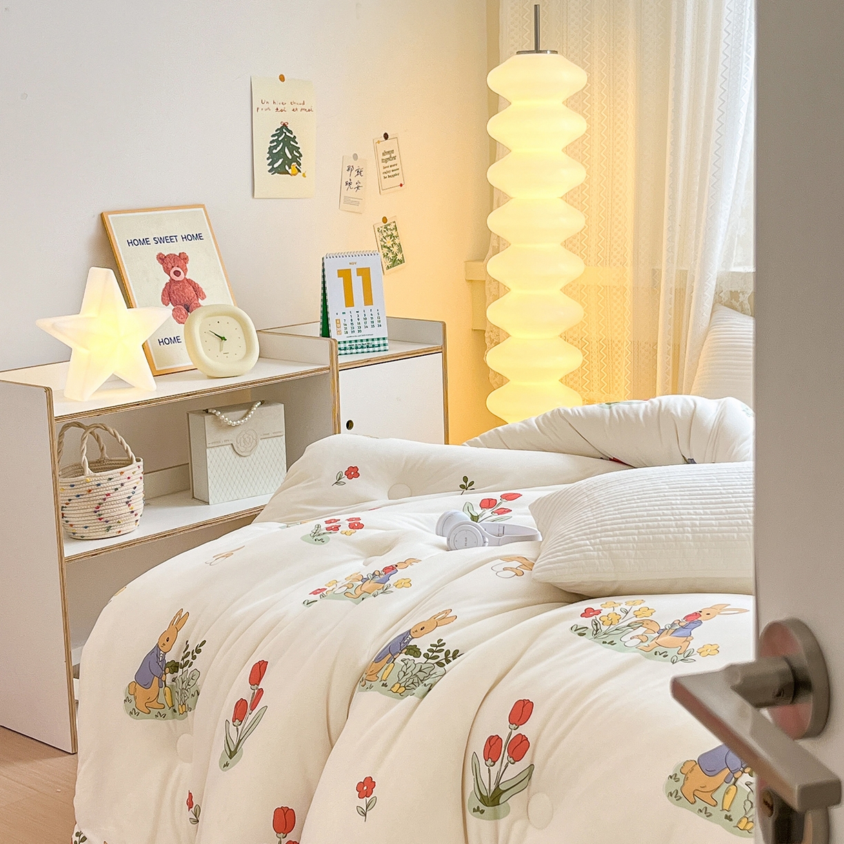 91家纺网 家纺一手货源 找家纺 暖生活 2025新款牛奶针织棉四季被冬被 花丛兔