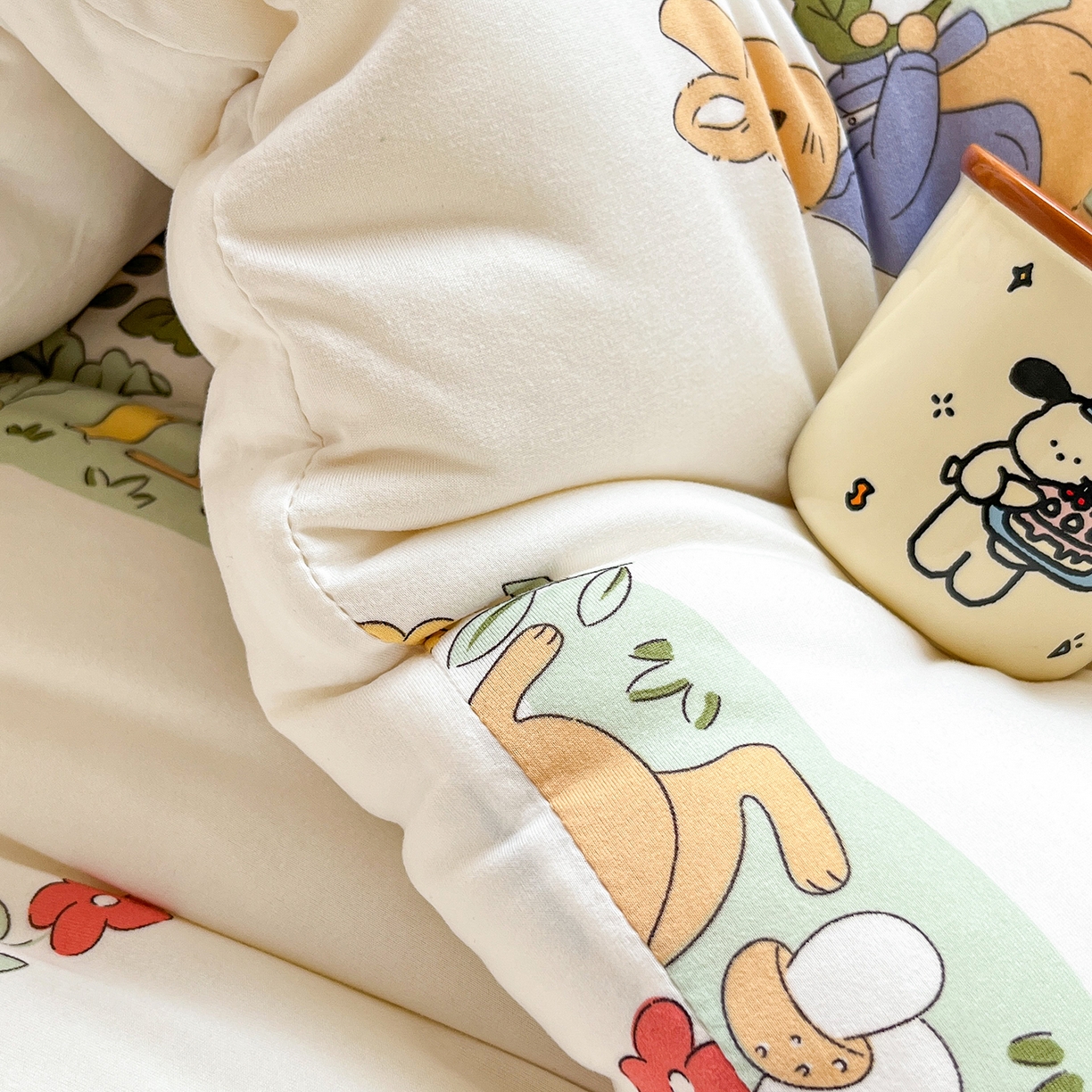 91家纺网 家纺一手货源 找家纺 暖生活 2025新款牛奶针织棉四季被冬被 花丛兔