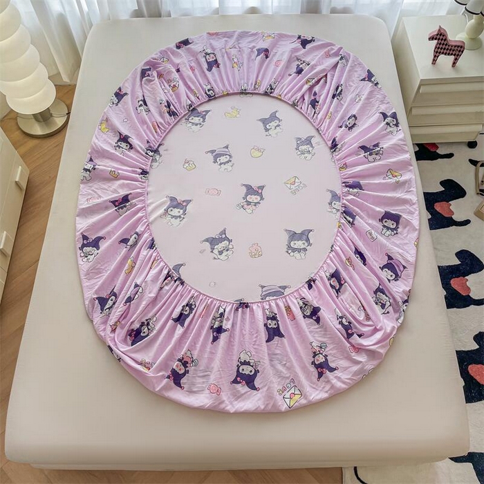 91家纺网 家纺一手货源 找家纺 鼎丰家纺 2025新款90克超柔软糯印花单床笠系列 甜心库洛米