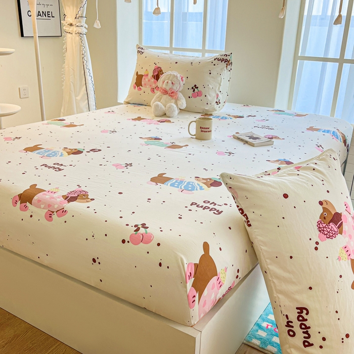 91家纺网 家纺一手货源 找家纺 鼎丰家纺 2025新款90克超柔软糯印花单床笠系列 靠谱小狗