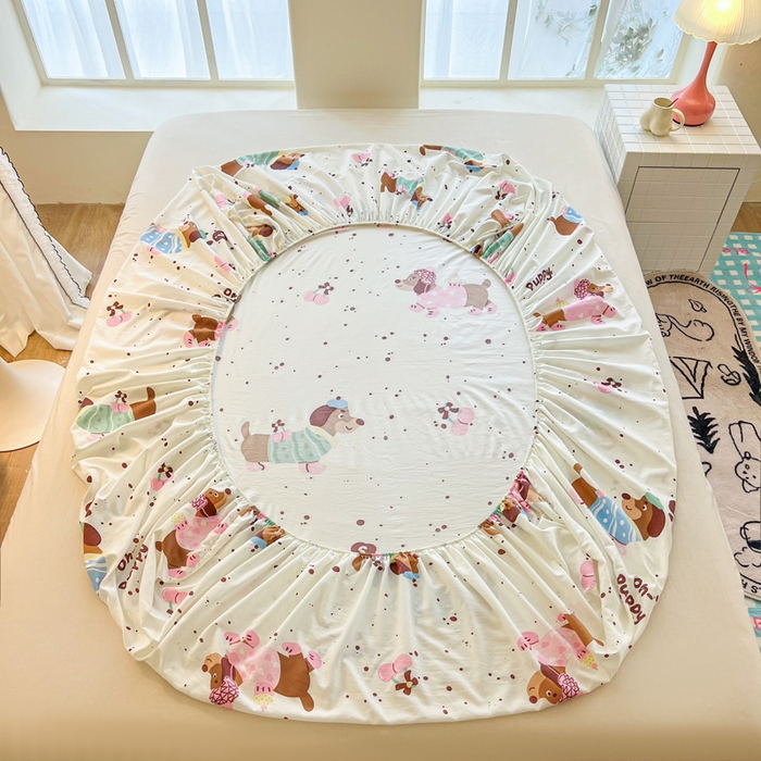 91家纺网 家纺一手货源 找家纺 鼎丰家纺 2025新款90克超柔软糯印花单床笠系列 靠谱小狗