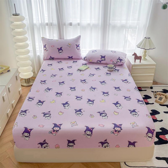 91家纺网 家纺一手货源 找家纺 鼎丰家纺 2025新款90克超柔软糯印花单床笠系列 甜心库洛米