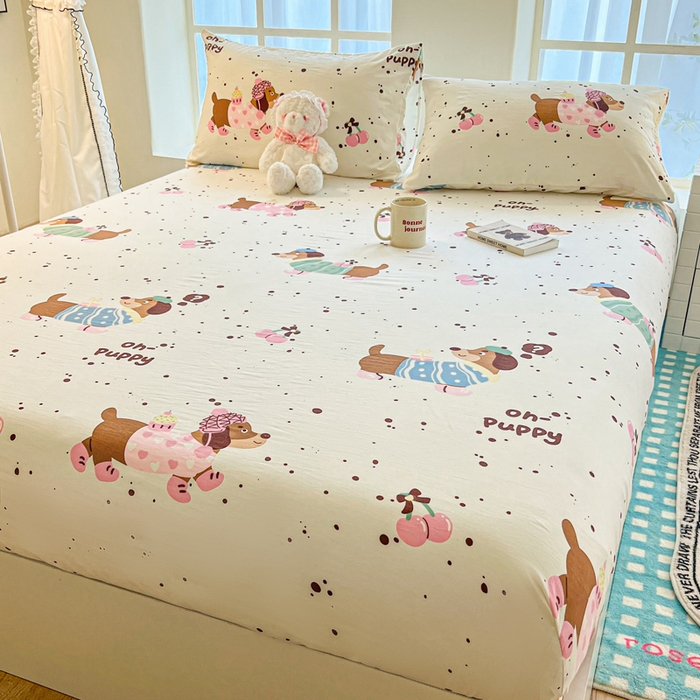 91家纺网 家纺一手货源 找家纺 鼎丰家纺 2025新款90克超柔软糯印花单床笠系列 靠谱小狗