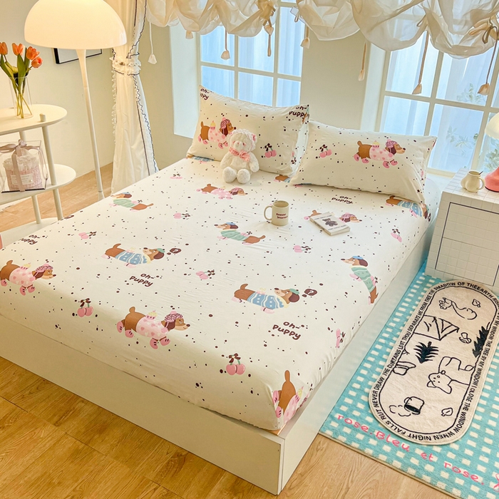 91家纺网 家纺一手货源 找家纺 鼎丰家纺 2025新款90克超柔软糯印花单床笠系列 靠谱小狗