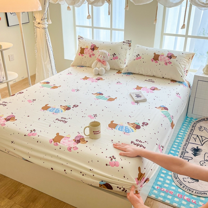 鼎丰家纺 2025新款90克超柔软糯印花单床笠系列 靠谱小狗