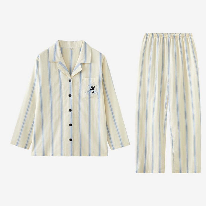 （总）观月轩家纺 2025新款天丝棉情侣款长袖长裤套装-黑豹