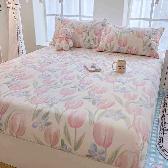 91家纺网 家纺一手货源 找家纺 鼎丰家纺 2025新款90克超柔软糯印花单床笠系列 花暮