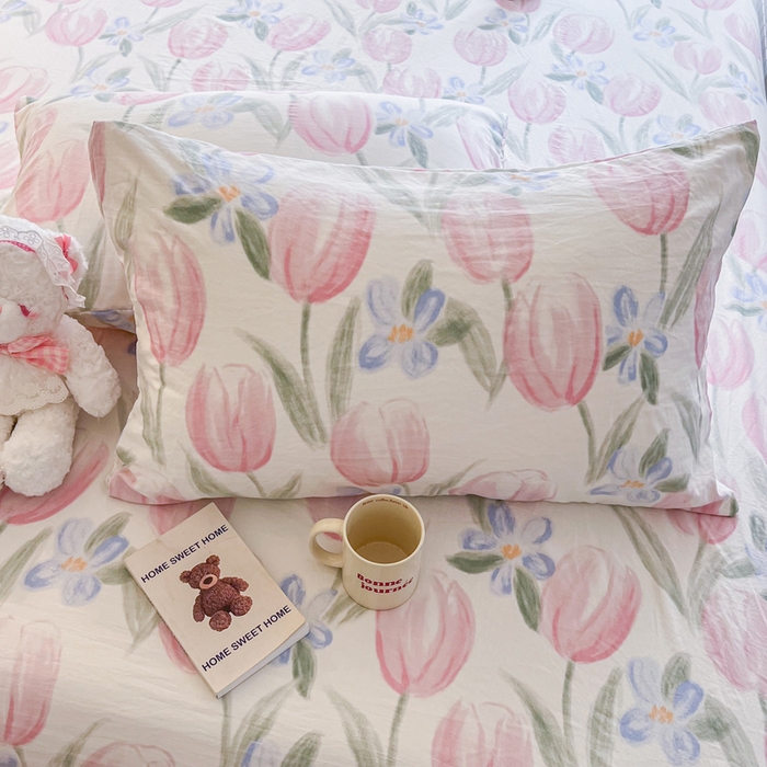 91家纺网 家纺一手货源 找家纺 鼎丰家纺 2025新款90克超柔软糯印花单床笠系列 花暮