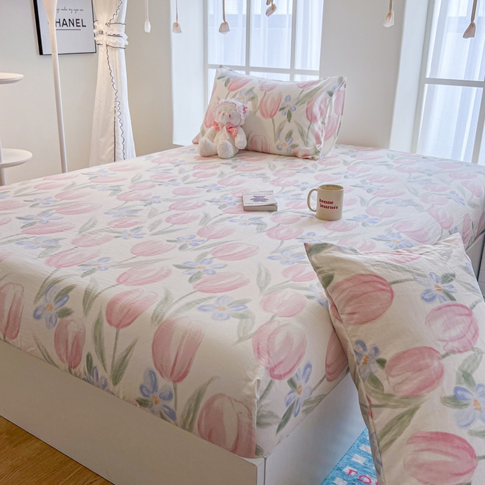 91家纺网 家纺一手货源 找家纺 鼎丰家纺 2025新款90克超柔软糯印花单床笠系列 花暮