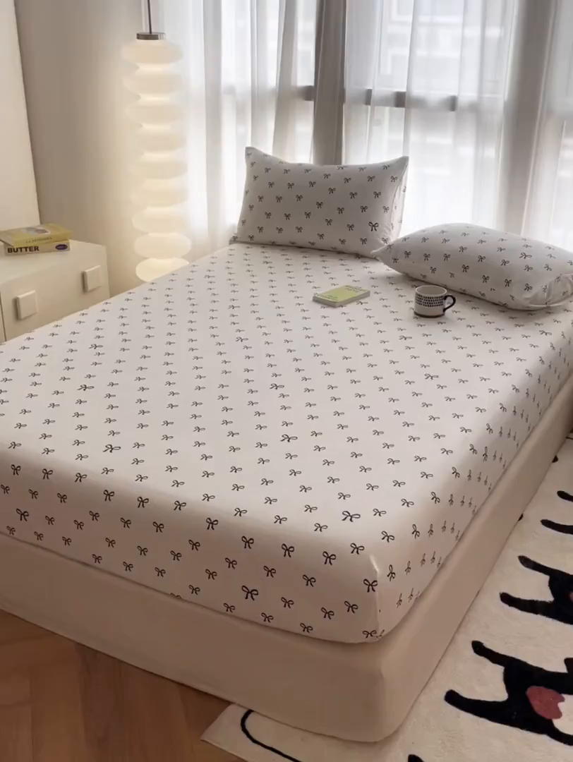 91家纺网 家纺一手货源 找家纺 鼎丰家纺 2025新款90克超柔软糯印花单床笠系列 慢生活