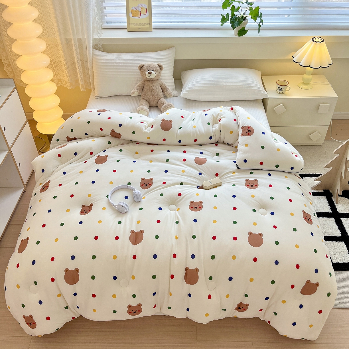 暖生活 2025新款牛奶针织棉四季被冬被 米洛熊