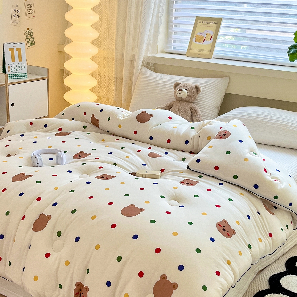 91家纺网 家纺一手货源 找家纺 暖生活 2025新款牛奶针织棉四季被冬被 米洛熊