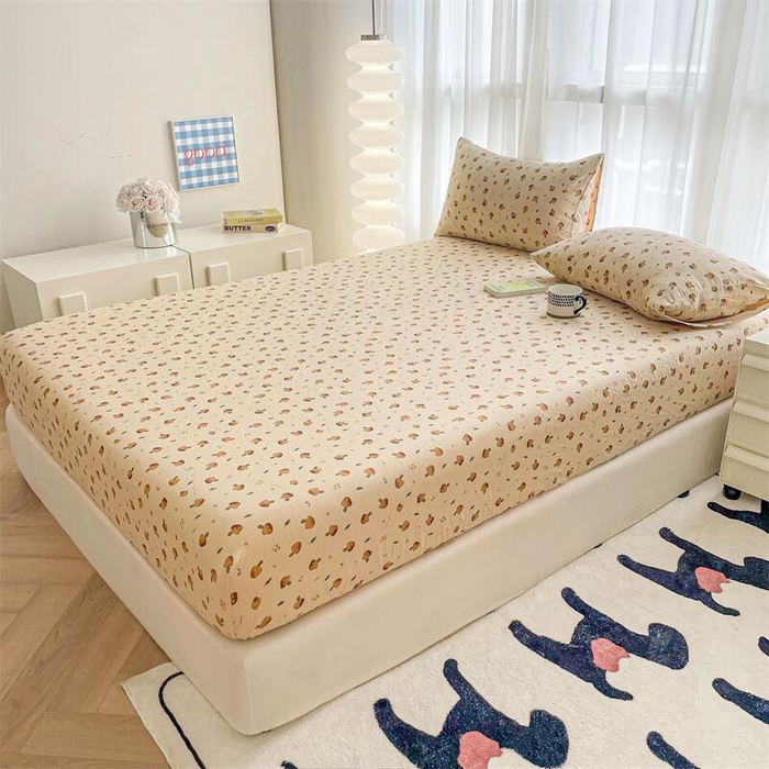 91家纺网 家纺一手货源 找家纺 鼎丰家纺 2025新款90克超柔软糯印花单床笠系列 小蘑菇