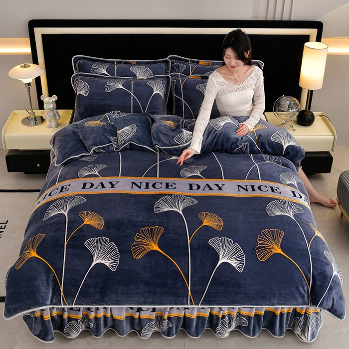 91家纺网 家纺一手货源 找家纺 （总）诺梵家纺 2025新款8斤加厚保暖金貂绒牛奶绒印花四件套