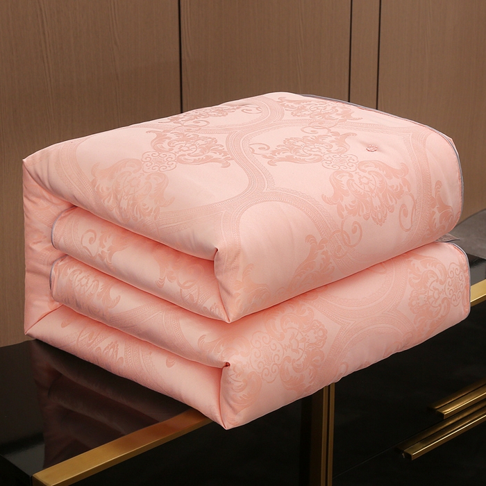 91家纺网 家纺一手货源 找家纺 越宏顺 2025新款60S全棉莫代尔提花.被手工订花.被子母被 粉玉