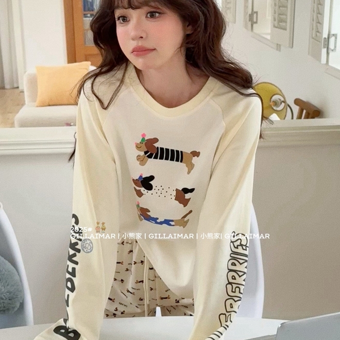 91家纺网 家纺一手货源 找家纺 妍景家居生活馆 2025新款小熊家-腊肠家居服 小熊家-腊肠-米色