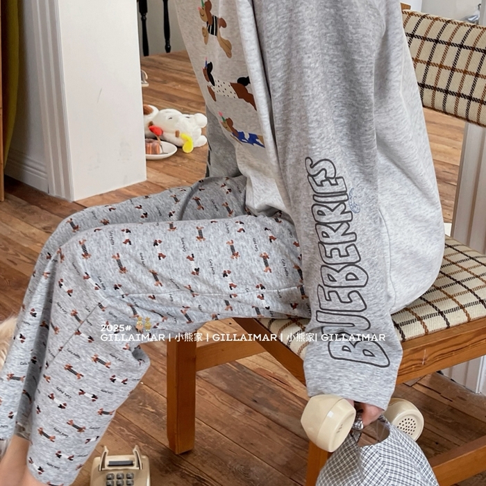 91家纺网 家纺一手货源 找家纺 妍景家居生活馆 2025新款小熊家-腊肠家居服 小熊家-腊肠-灰色