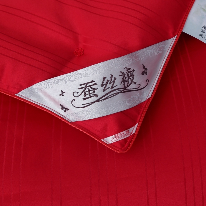 91家纺网 家纺一手货源 找家纺 越宏顺 2025新款全棉缎条.被桑.被春秋被双人子母被二合一冬被 大红