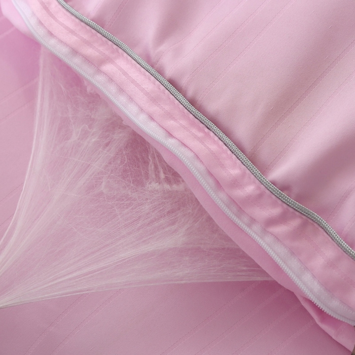 91家纺网 家纺一手货源 找家纺 越宏顺 2025新款全棉缎条.被桑.被春秋被双人子母被二合一冬被 粉色