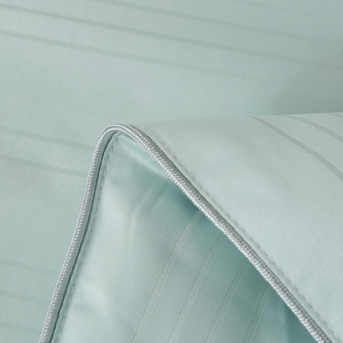 91家纺网 家纺一手货源 找家纺 越宏顺 2025新款全棉缎条.被桑.被春秋被双人子母被二合一冬被 绿色