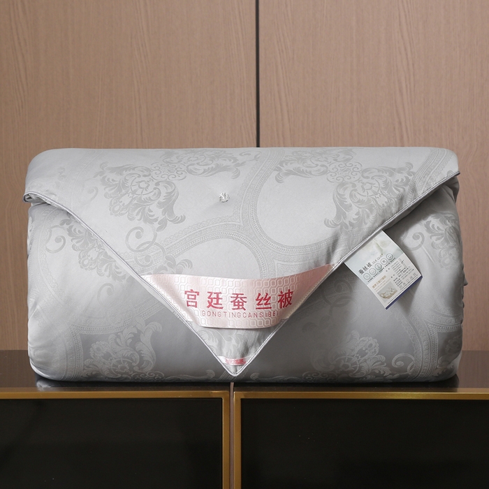 越宏顺 2025新款60S全棉莫代尔提花.被手工订花.被子母被 浅灰