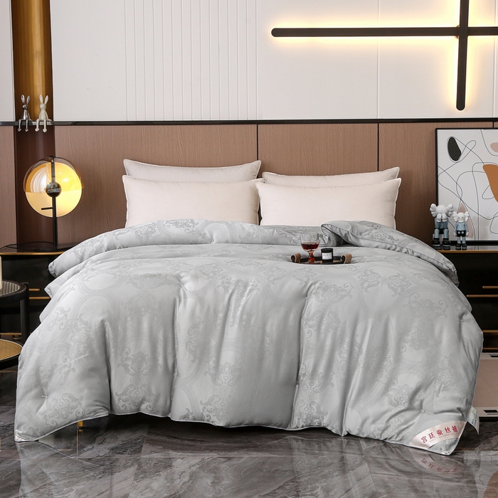 91家纺网 家纺一手货源 找家纺 越宏顺 2025新款60S全棉莫代尔提花.被手工订花.被子母被 浅灰