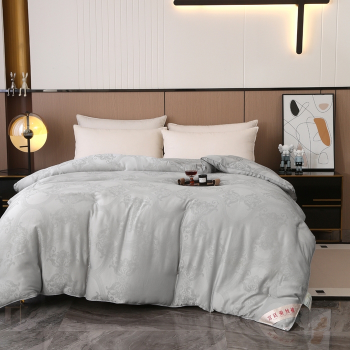 91家纺网 家纺一手货源 找家纺 越宏顺 2025新款60S全棉莫代尔提花.被手工订花.被子母被 浅灰