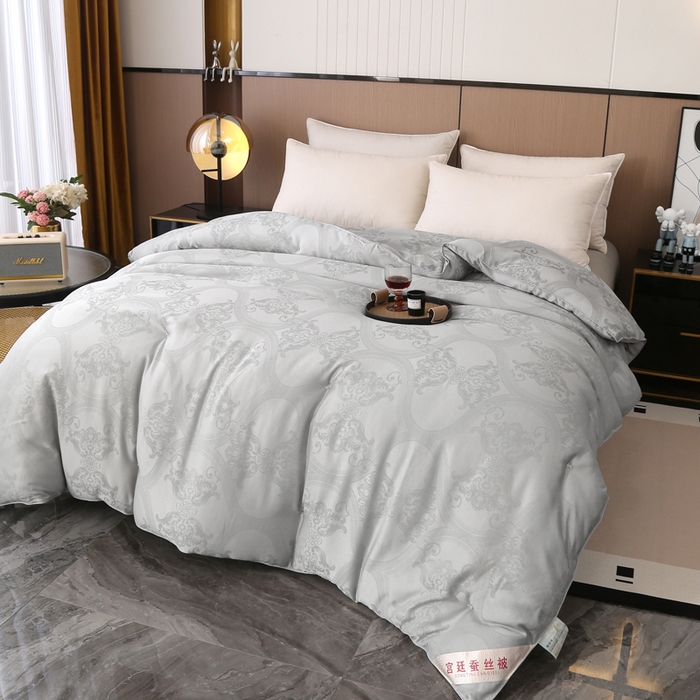 91家纺网 家纺一手货源 找家纺 越宏顺 2025新款60S全棉莫代尔提花.被手工订花.被子母被 浅灰
