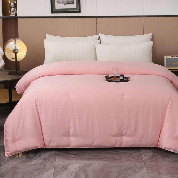 91家纺网 家纺一手货源 找家纺 越宏顺 2025新款全棉缎条.被桑.被春秋被双人子母被二合一冬被 玉色