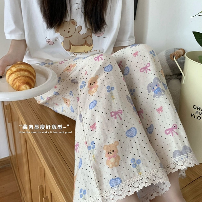 91家纺网 家纺一手货源 找家纺 妍景家居生活馆 2025新款甜团团遛弯裤 波点小熊