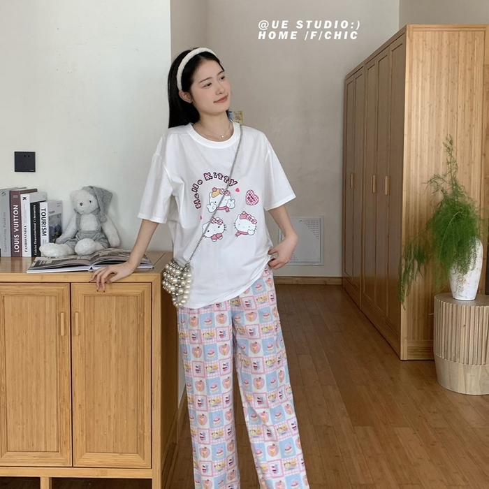 91家纺网 家纺一手货源 找家纺 妍景家居生活馆 2025新款甜团团遛弯裤 蛋糕小兔