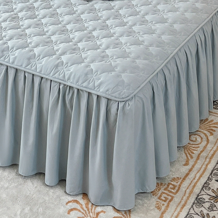 91家纺网 家纺一手货源 找家纺 鼎丰家纺 2025新款水洗磨毛夹棉床裙套件-曼可系列 曼可-灰色