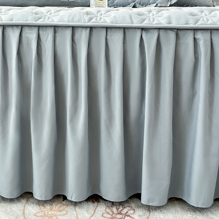 91家纺网 家纺一手货源 找家纺 鼎丰家纺 2025新款水洗磨毛夹棉床裙套件-曼可系列 曼可-灰色