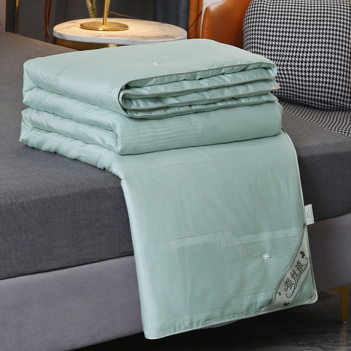 91家纺网 家纺一手货源 找家纺 越宏顺 2025新款80s全棉提花手工.被 被子被芯 豆绿