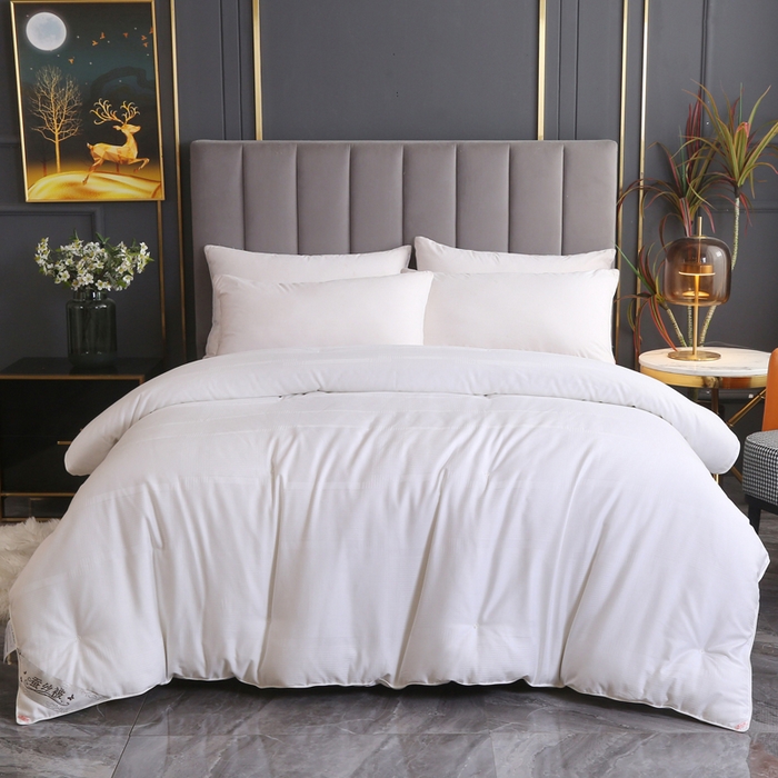 91家纺网 家纺一手货源 找家纺 越宏顺 2025新款80s全棉提花手工.被 被子被芯 白色