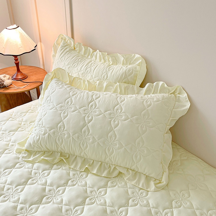 91家纺网 家纺一手货源 找家纺 鼎丰家纺 2025新款-100%新疆棉花夹棉床裙 100%新疆棉花床裙-奶油黄