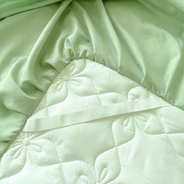 91家纺网 家纺一手货源 找家纺 鼎丰家纺 2025新款-100%新疆棉花夹棉床裙 100%新疆棉花床裙-苹果绿