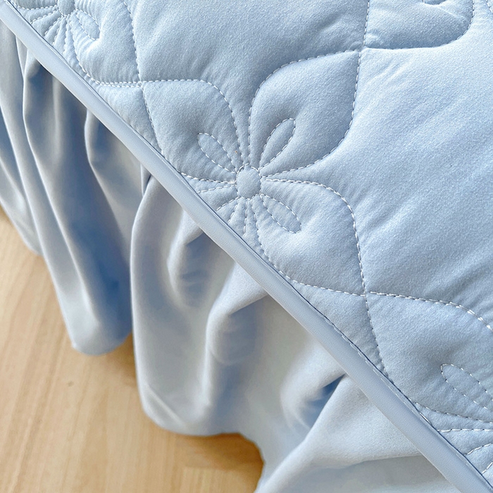 91家纺网 家纺一手货源 找家纺 鼎丰家纺 2025新款-100%新疆棉花夹棉床裙 100%新疆棉花床裙-晴空蓝