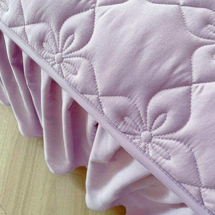 91家纺网 家纺一手货源 找家纺 鼎丰家纺 2025新款-新疆棉花夹棉床裙 100%新疆棉花床裙-海棠紫