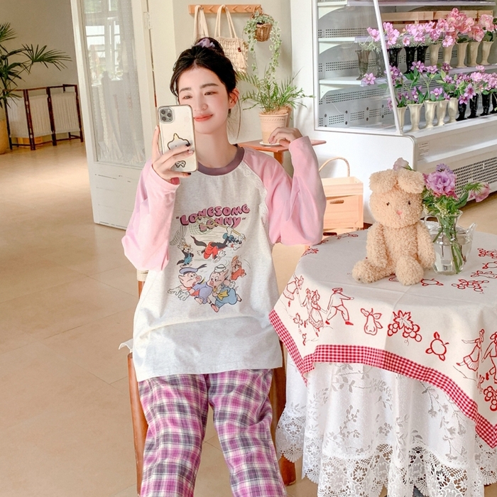 91家纺网 家纺一手货源 找家纺 妍景家居生活馆 2025新款秋野叙集家居服 秋野叙集家居服-粉色