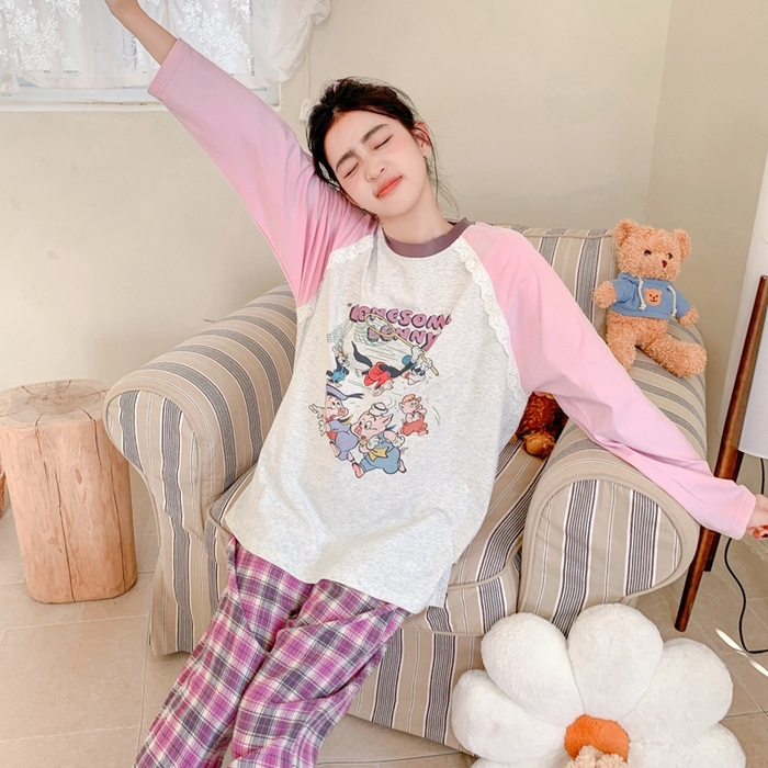 91家纺网 家纺一手货源 找家纺 妍景家居生活馆 2025新款秋野叙集家居服 秋野叙集家居服-粉色